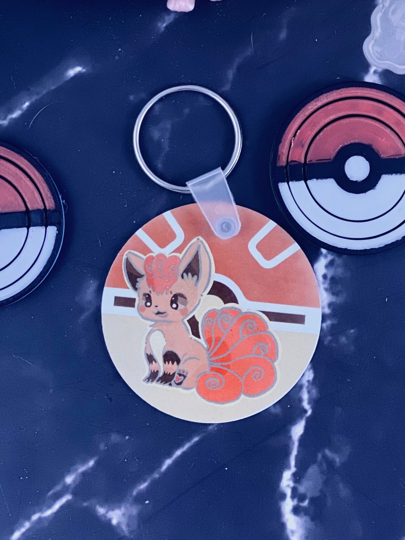 Vulpix fanart Keychain – Ginga Textile Designs