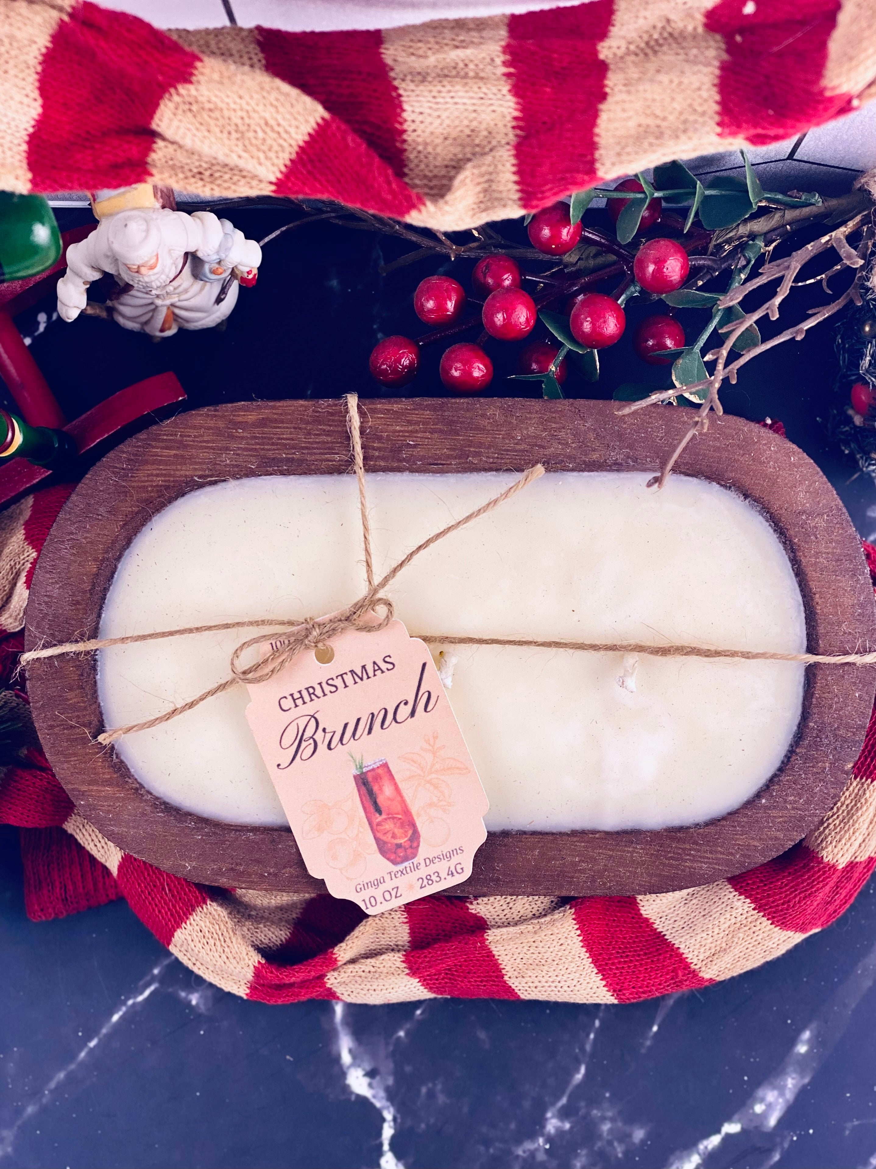 Wood Dough Bowl Candle