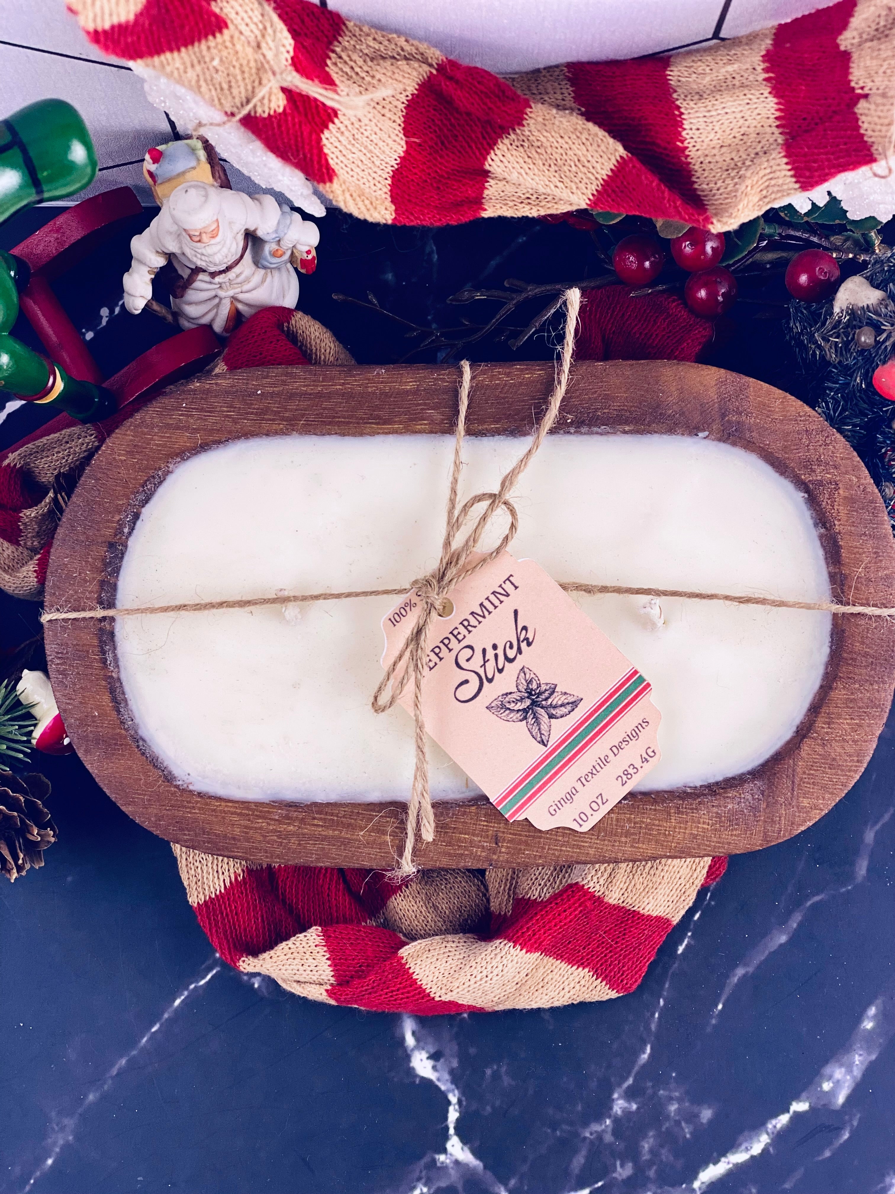 Wood Dough Bowl Candle