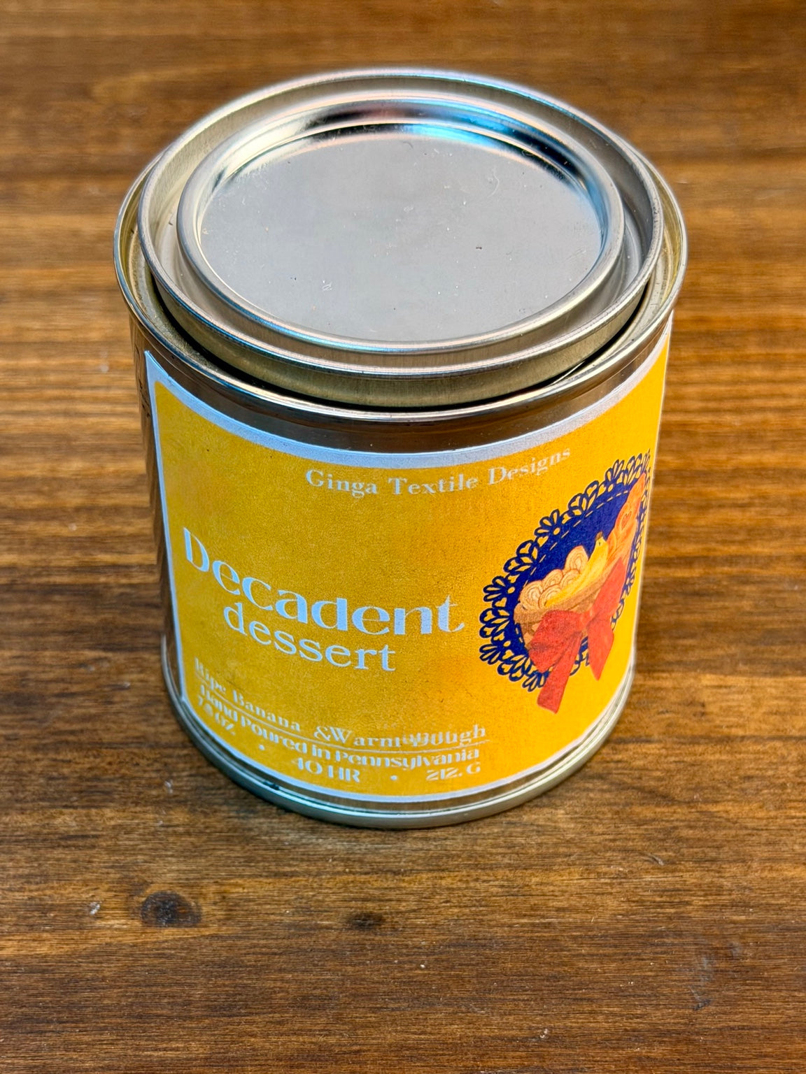 Decadent Dessert candle tin with lid
