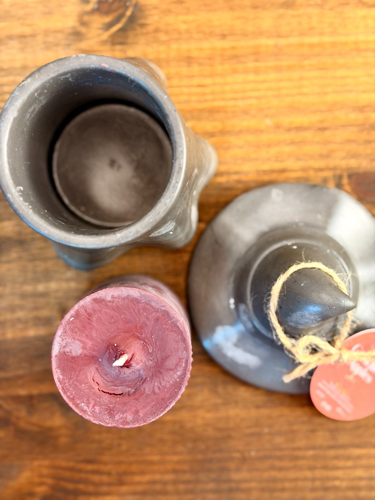 Ghost Witch Midnight black Hydrostone vessel with Candied Apples candle