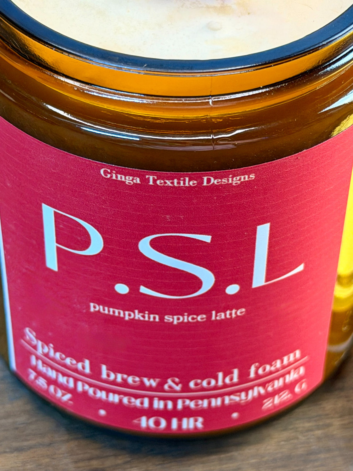 Pumpkin Spice Latte candle label detail